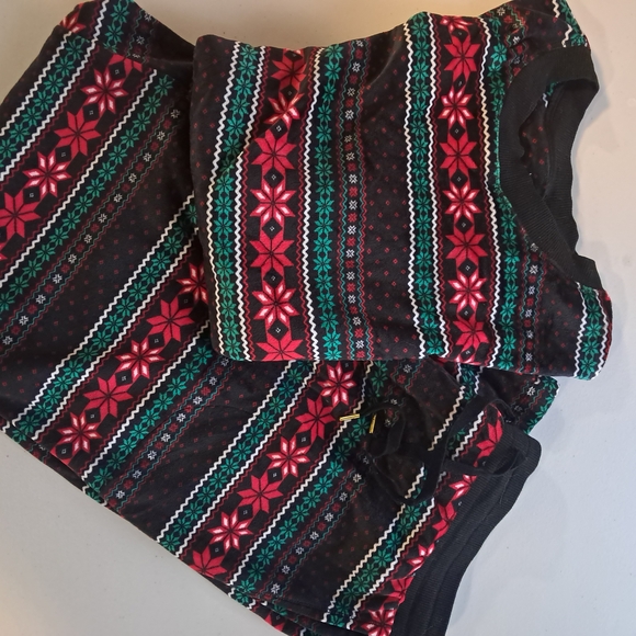 2 Piece PJ SET L 12/14 ladies fleece festive pattern joggers pajama 2 piece set - Picture 5 of 6